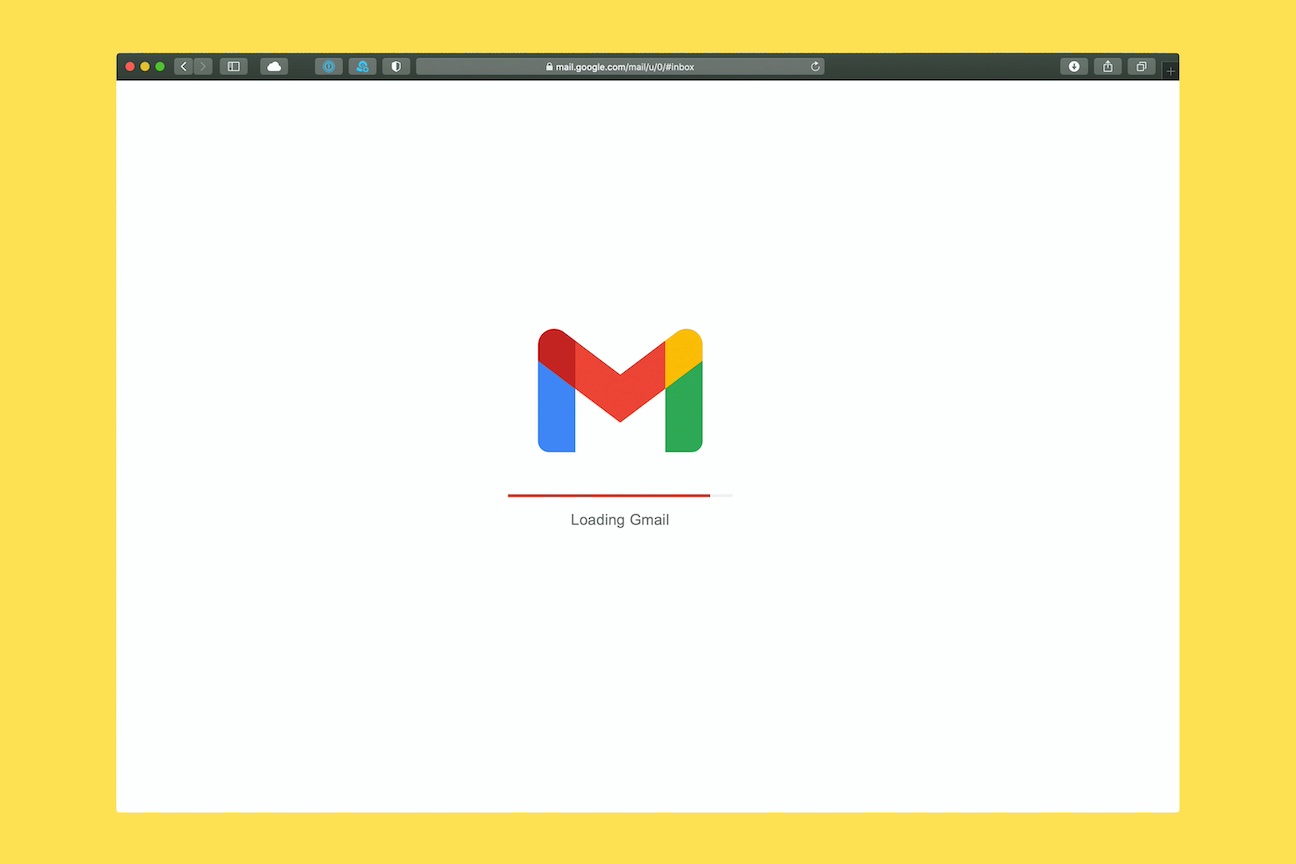 screen displaying gmail logo as inbox loads